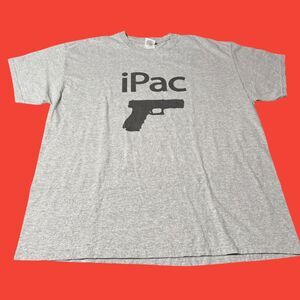 iPac Gun Logo Script Tee Gray Black T Shirt Size XL Gildan Cotton Blend
